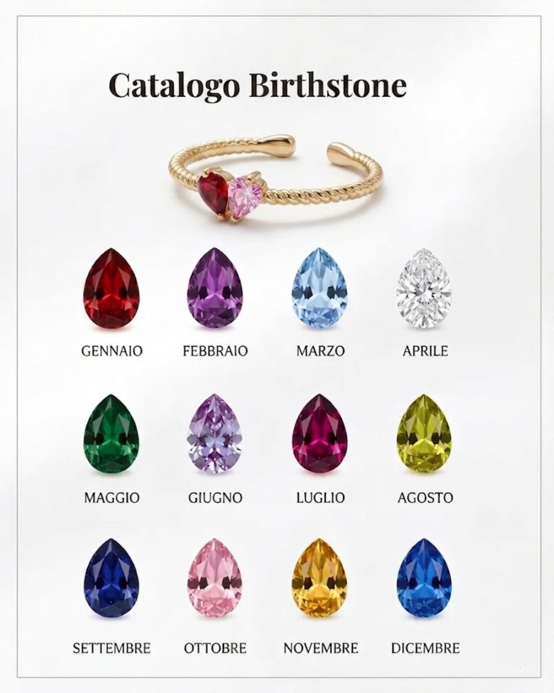 Anello Prezioso con Cuore Minimal e Pietra Portafortuna
